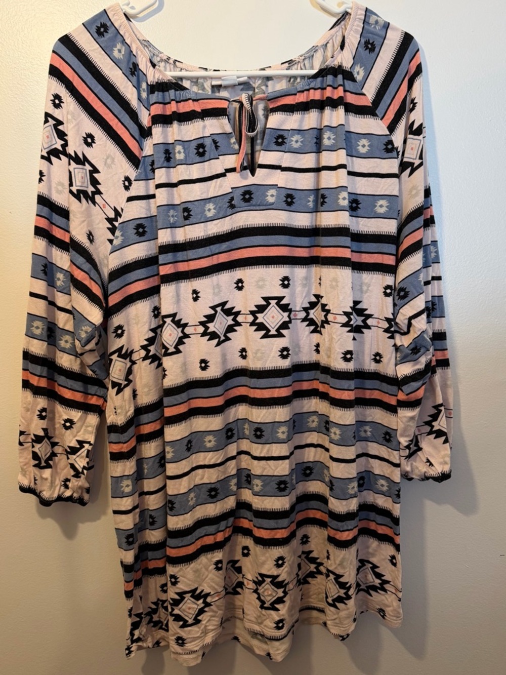 LuLaRoe Striped Aztec Tunic in Pink, Blue, Black
